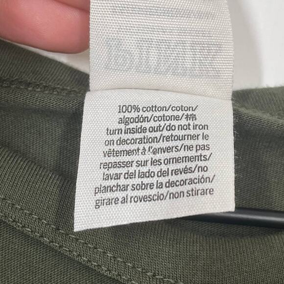 PINK Victoria's Secret Logo Open Neck Olive Green Shirt Top Women's XS - Picture 8 of 8